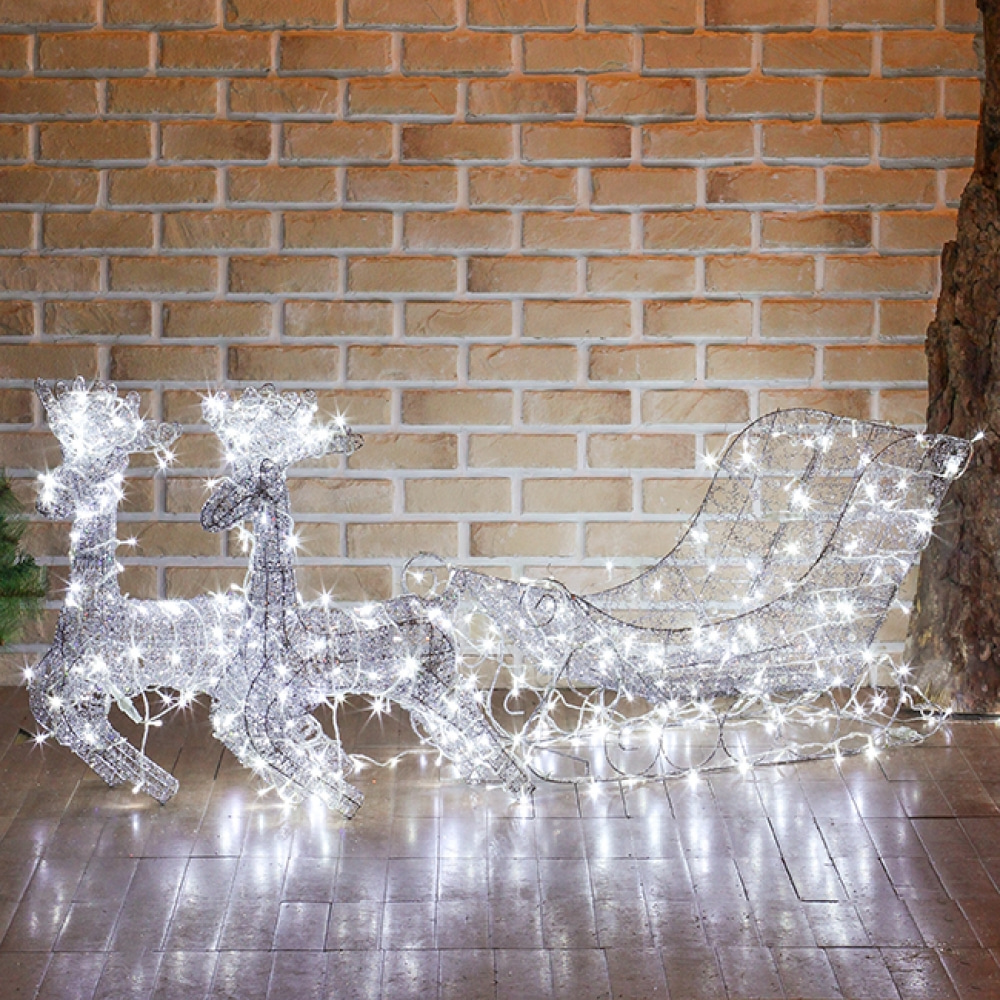 LED 실버 사슴썰매 장식세트 크리스마스소품 트리장식