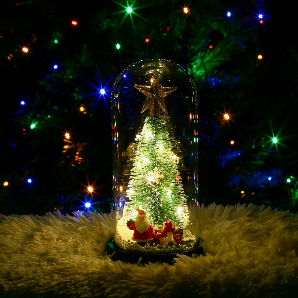 LED 유리돔 크리스마스 트리 무드등(산타 선물)
